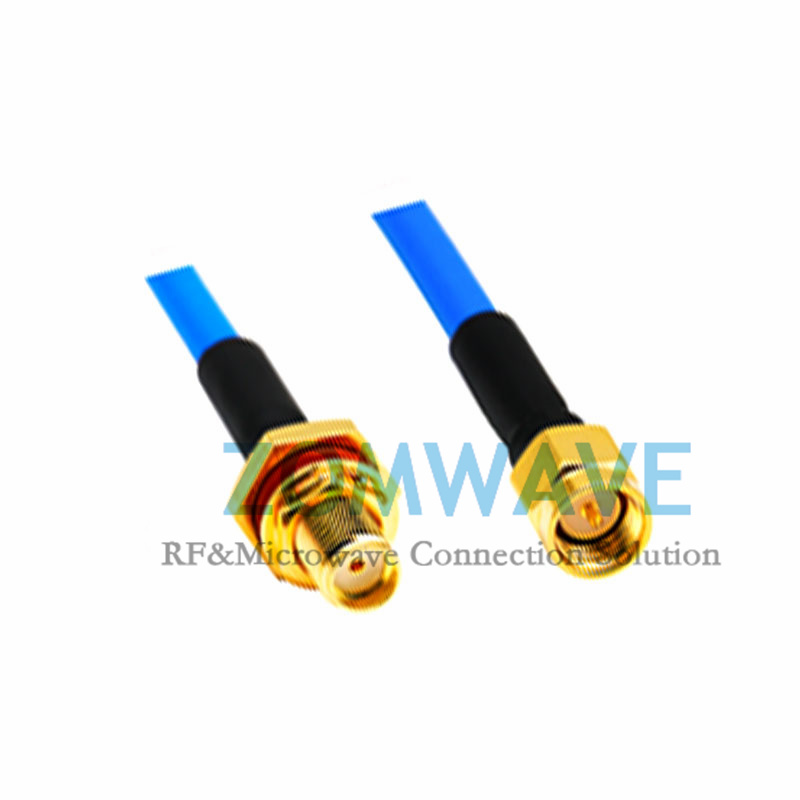 SMA Male to SMA Female Bulkhead Waterproof, Formable .141''/RG402 Cable, 12GHz