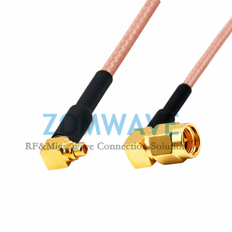 SMA Male Right Angle to MMCX Male Right Angle, RG316 Cable, 6GHz