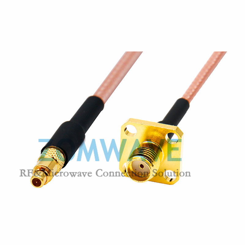 SMA Female 4 hole Flange to MMCX Male, RG316 Cable, 6GHz