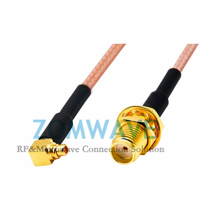 SMA Female Bulkhead to MMCX Male Right Angle, RG316 Cable, 6GHz