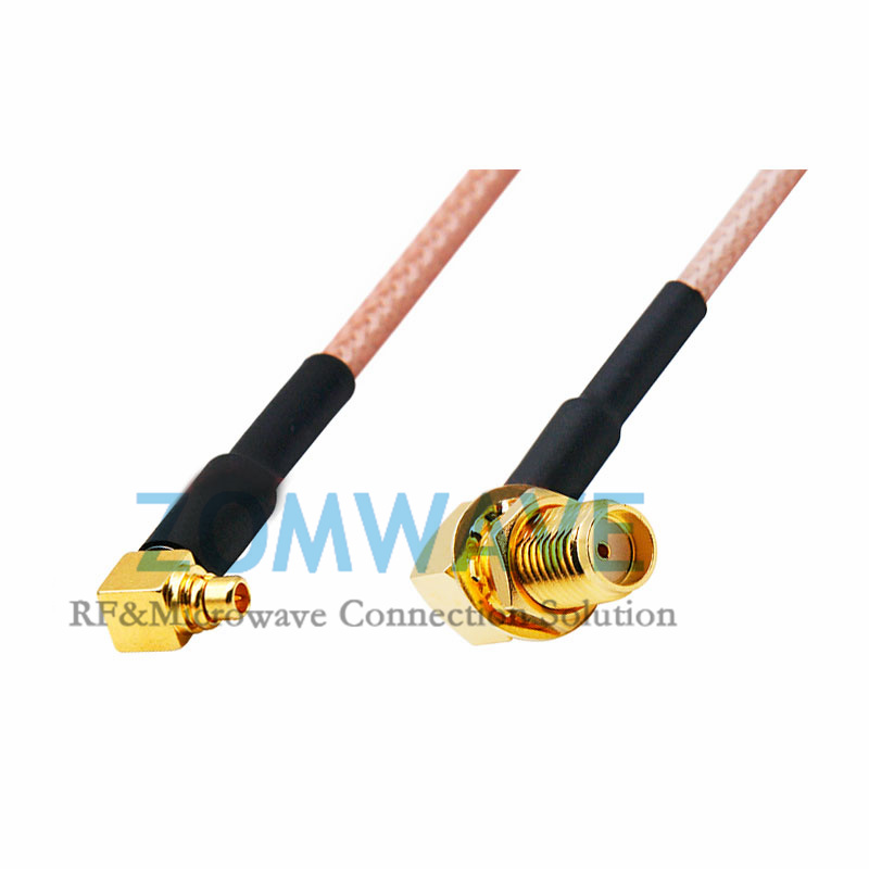 SMA Female Bulkhead Right Angle to MMCX Male Right Angle, RG316 Cable, 6GHz