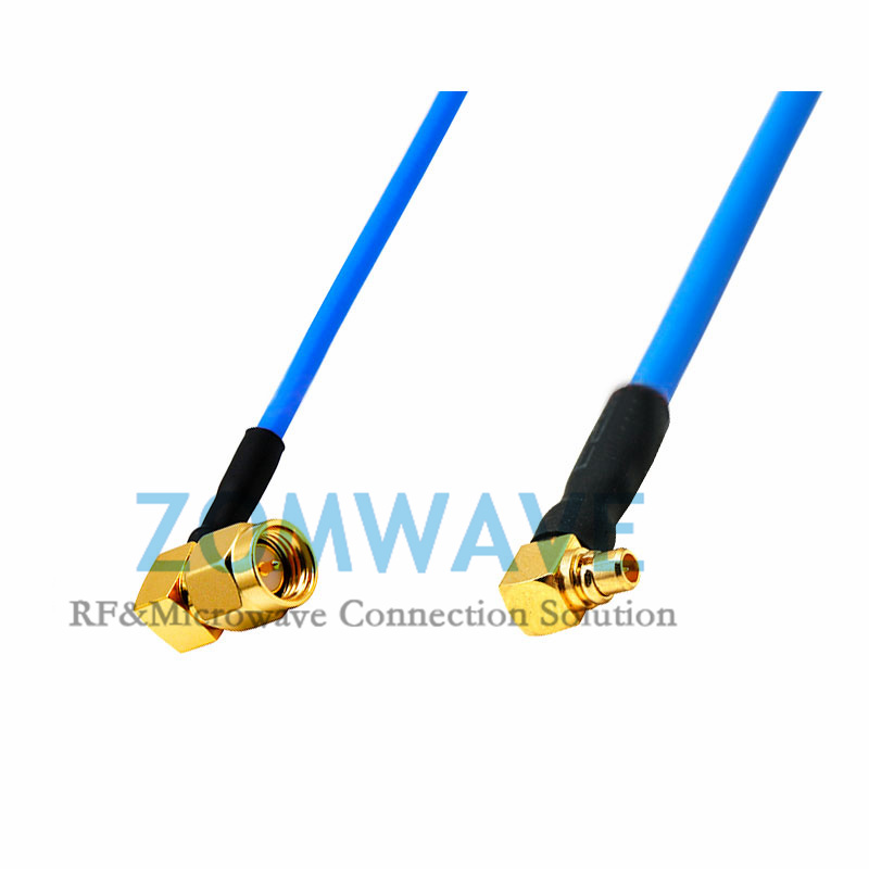 SMA Male Right Angle to MMCX Male Right Angle, Formable .086''_RG405 Cable, 6GHz