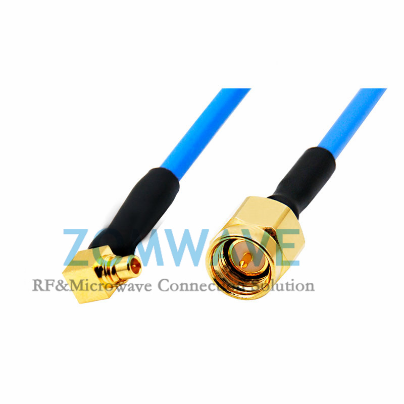 SMA Male to MMCX Male Right Angle, Flexible .086''_SS405 Cable, 6GHz