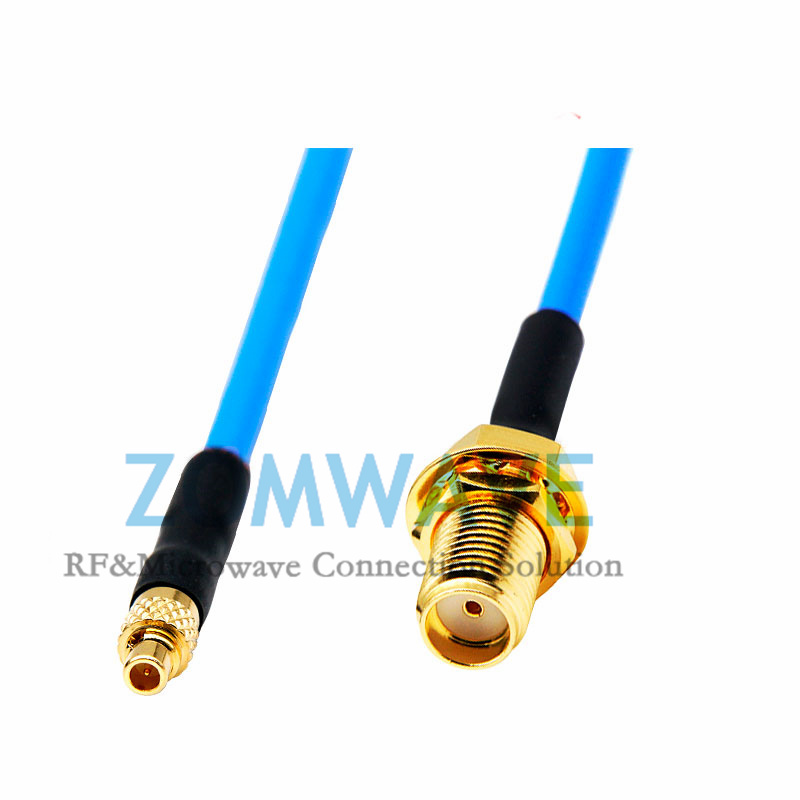 SMA Female Bulkhead to MMCX Male, Flexible .086''_SS405 Cable, 6GHz