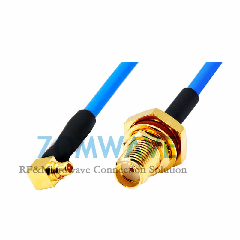 SMA Female Bulkhead Waterproof to MMCX Male Right Angle,Flexible .086''_SS405,6G