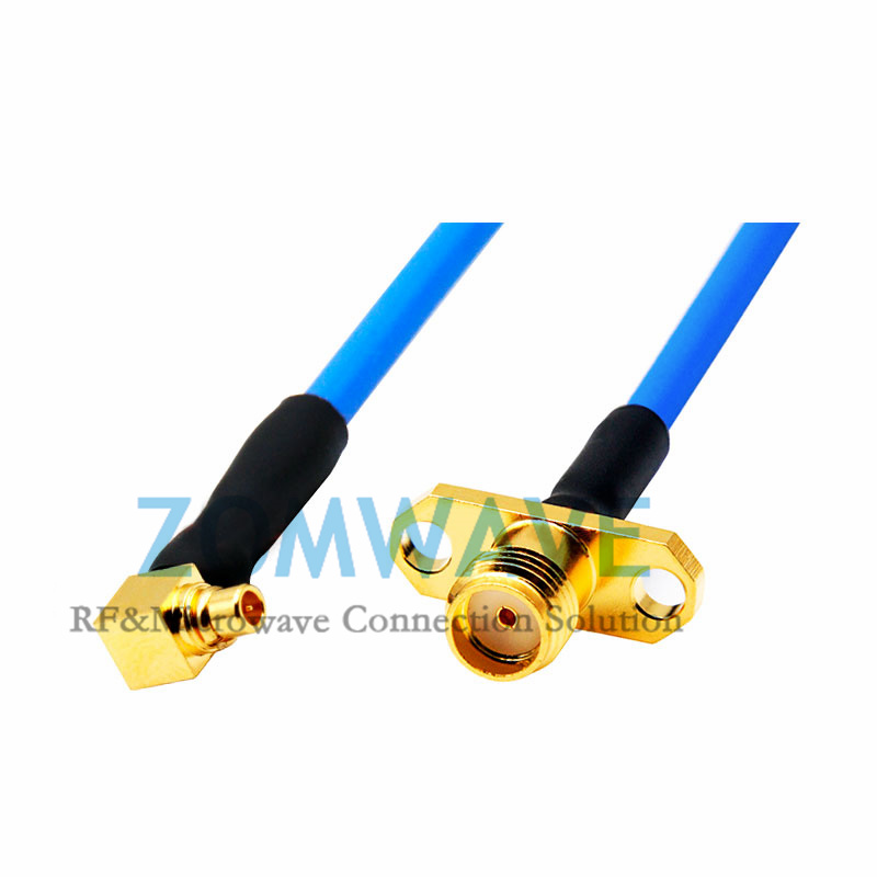 SMA Female 2 hole Flange to MMCX Male Right Angle,Flexible .086''_SS405 Cable,6G