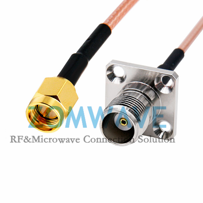 SMA Male to TNC Female 4 hole Flange, RG316 Cable, 6GHz
