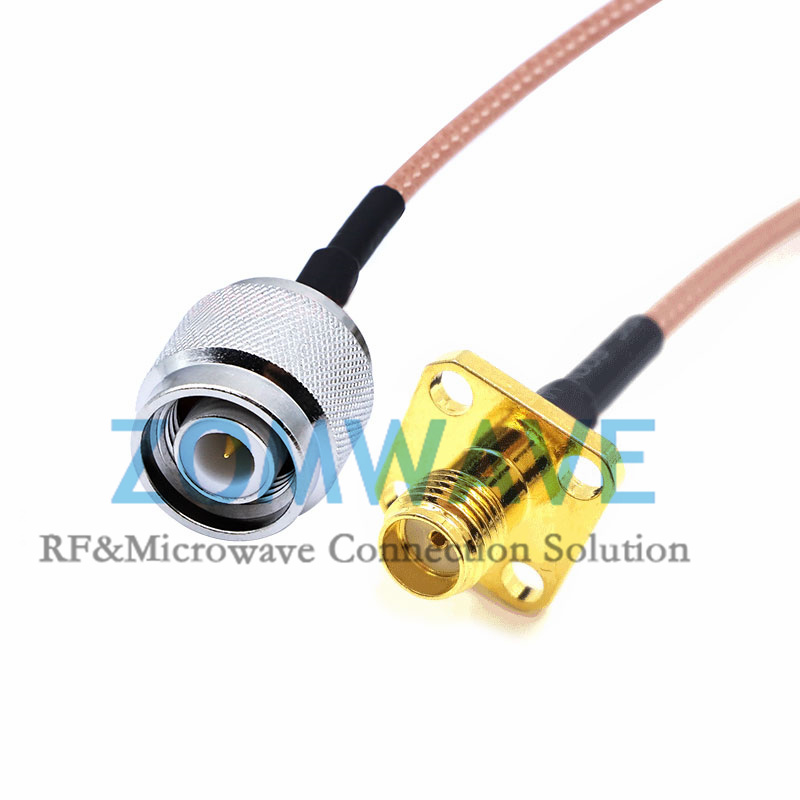 SMA Female 4 hole Flange to TNC Male, RG316 Cable, 6GHz