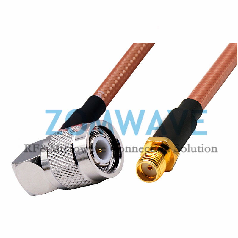 SMA Female to TNC Male Right Angle, RG142 Cable, 6GHz