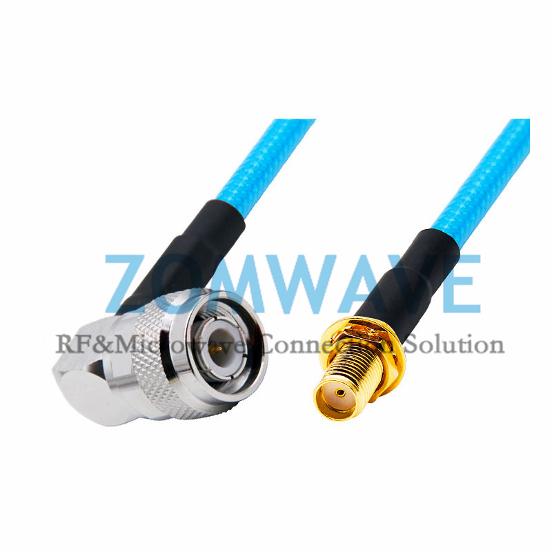 SMA Female Bulkhead to TNC Male Right Angle, RG142 Ultra Flexible PUR Cable,6GHZ