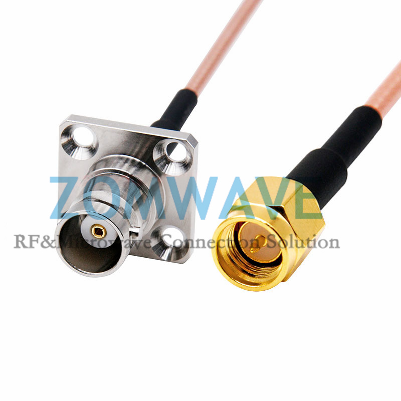 SMA Male to BNC Female 4 hole Flange, RG316 Cable, 4GHz