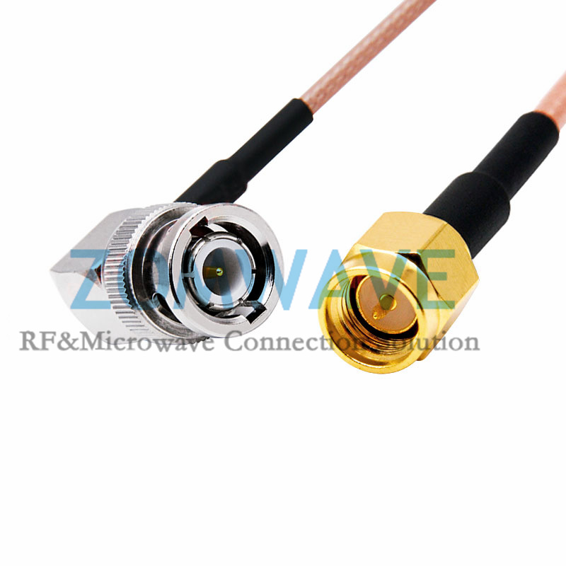 SMA Male to BNC Male Right Angle, RG316 Cable, 4GHz