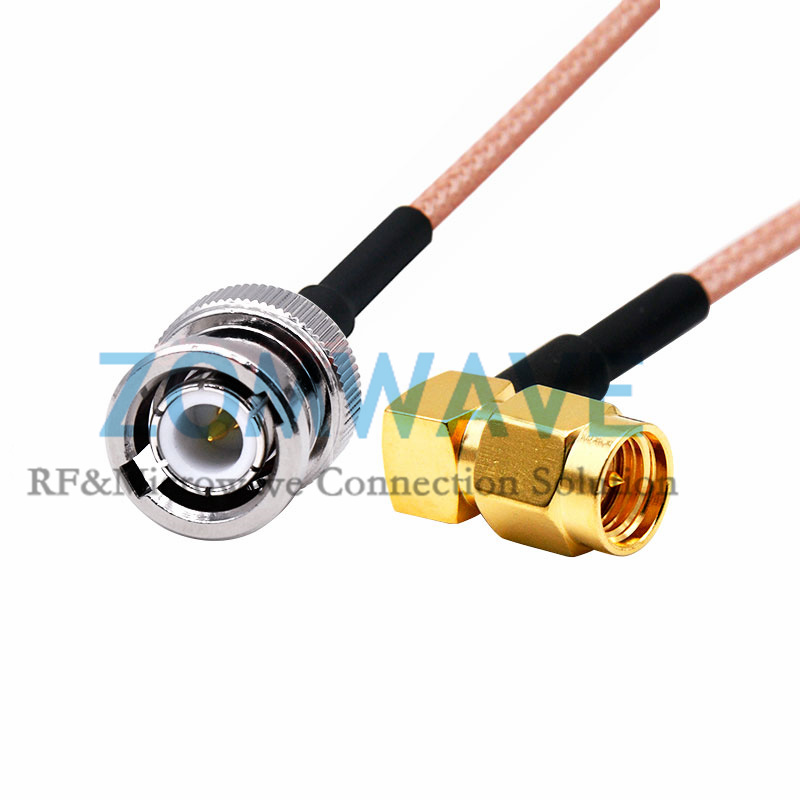 SMA Male Right Angle to BNC Male, RG316 Cable, 6GHz