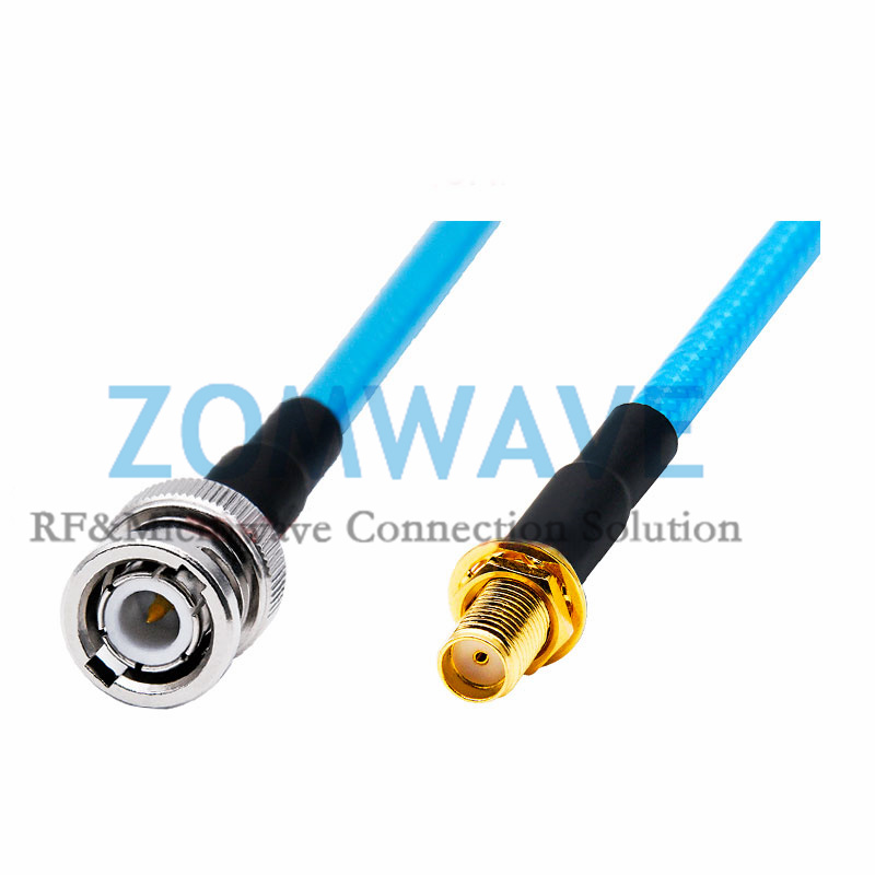 SMA Female Bulkhead to BNC Male, RG142 Ultra Flexible PUR Cable, 6GHz