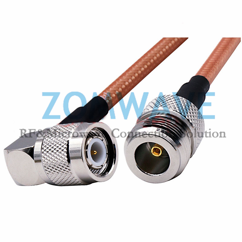 N Type Female to TNC Male Right Angle, RG142 Cable, 6GHz