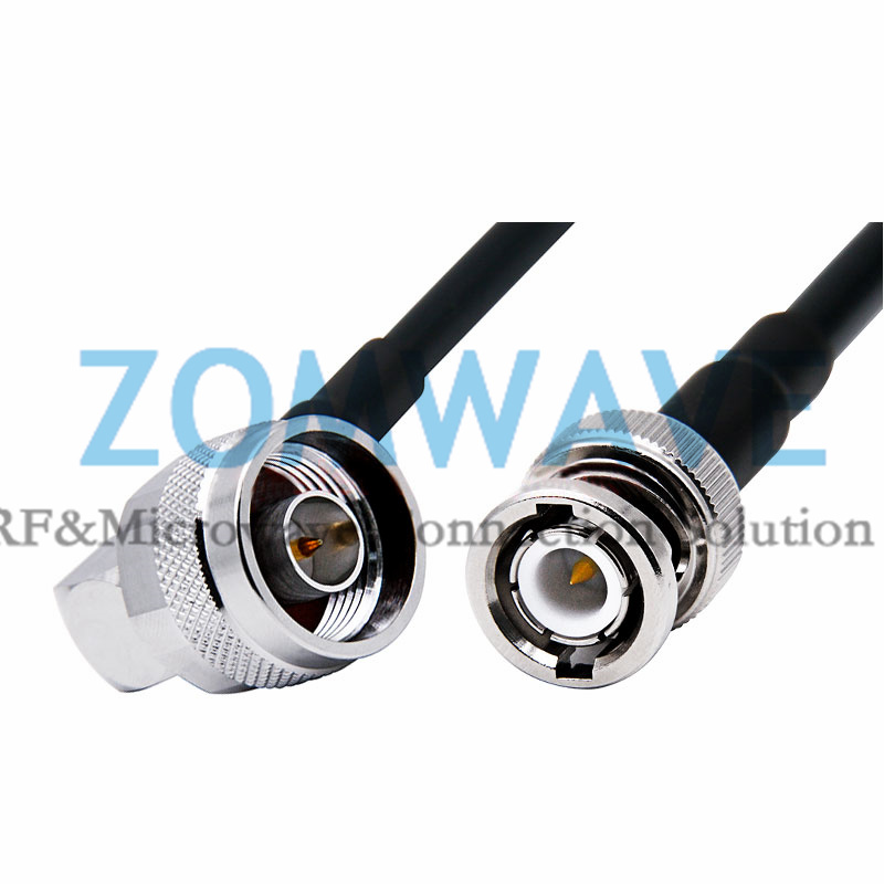 N Type Male Right Angle to BNC Male, RG223 Cable, 4GHz