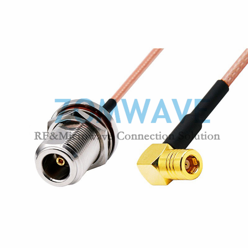 N Type Female bulkhead to SMB Female Right Angle, RG316 Cable, 4GHz