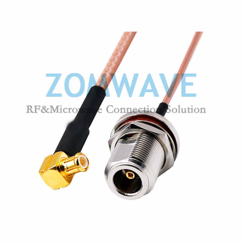 N Type Female Bulkhead to MCX Male Right Angle, RG316 Cable, 6GHz