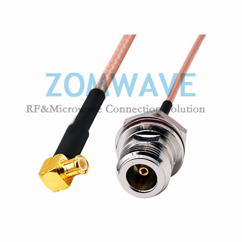 N Type Female Front Mount to MCX Male Right Angle, RG316 Cable, 6GHz