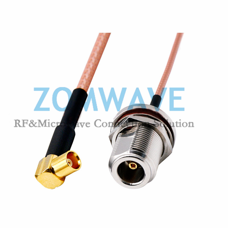 N Type Female Bulkhead to MCX Female Right Angle, RG316 Cable, 6GHz