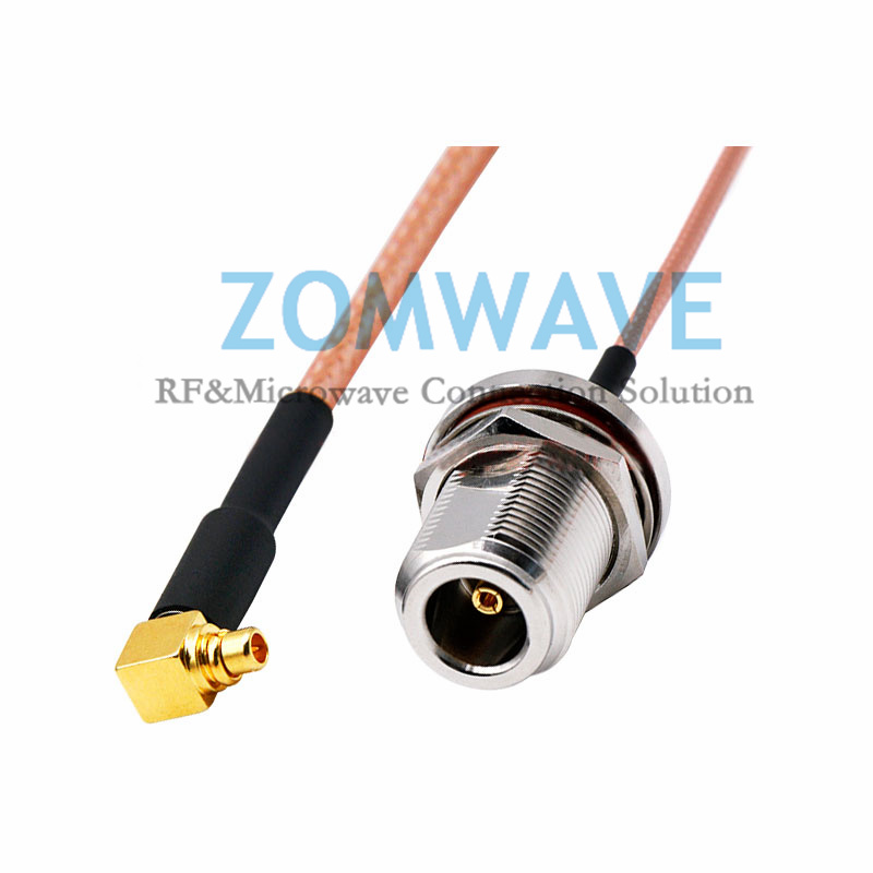 N Type Female Bulkhead to MMCX Male Right Angle, RG316 Cable, 6GHz