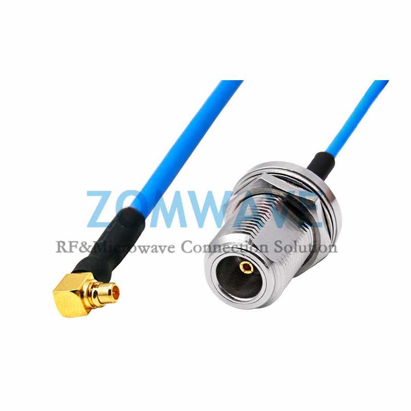 N Type Female Bulkhead to MMCX Male Right Angle, Formable .086''_RG405 Cable, 6G