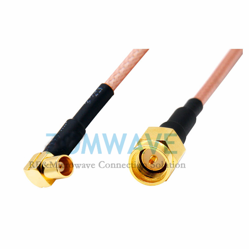 SMA Male to MCX Female Right Angle, RG316 Cable, 6GHz