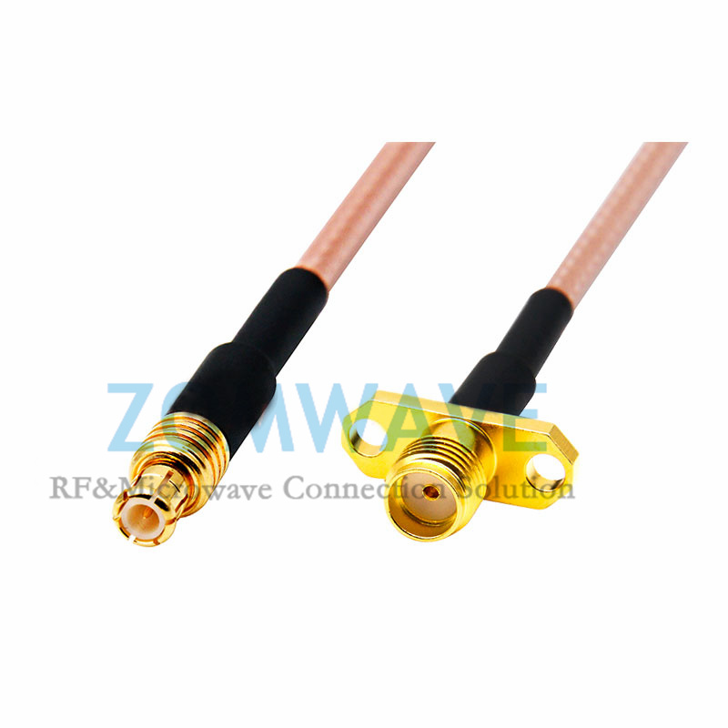 SMA Female 2 hole Flange to MCX Male, RG316 Cable, 6GHz
