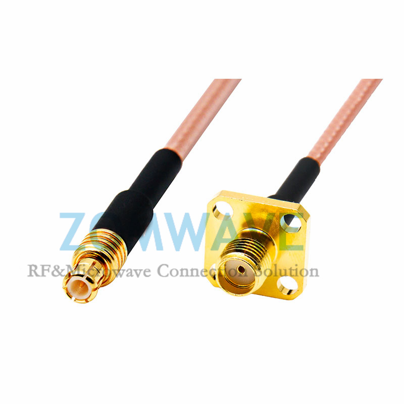 SMA Female 4 hole Flange to MCX Male, RG316 Cable, 6GHz