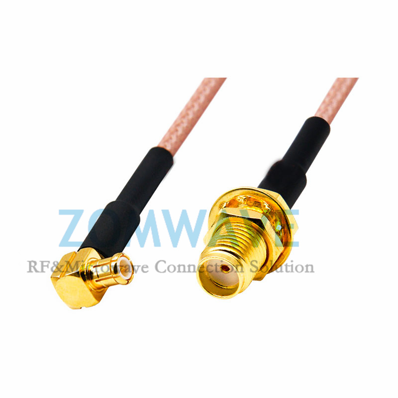 SMA Female Bulkhead to MCX Male Right Angle, RG316 Cable, 6GHz