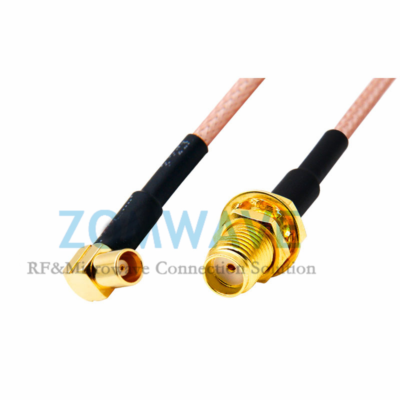 SMA Female Bulkhead to MCX Female Right Angle, RG316 Cable, 6GHz