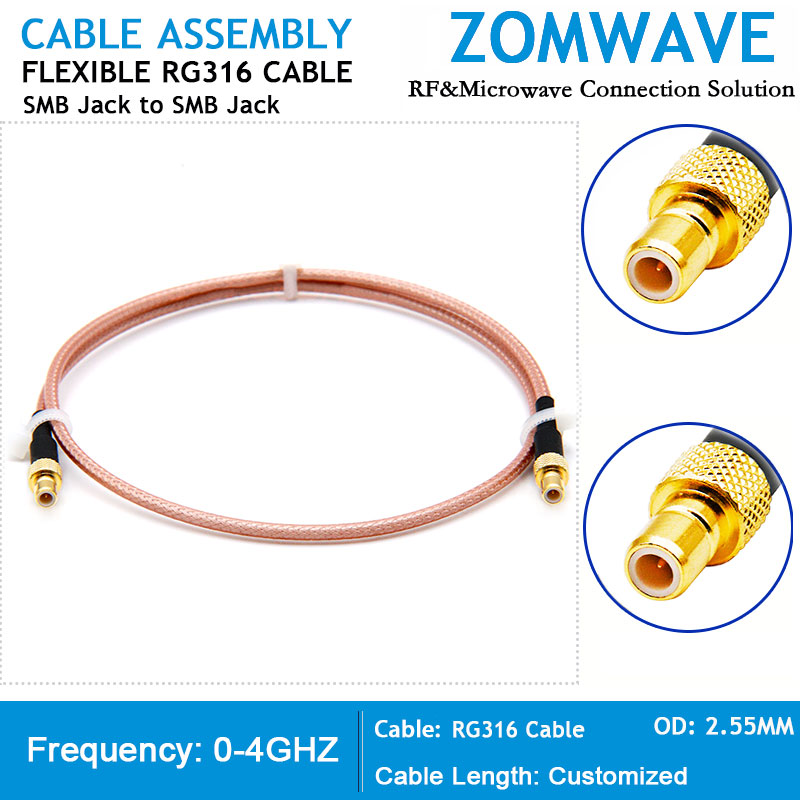 SMB Jack to SMB Jack, RG316 Cable, 4GHz