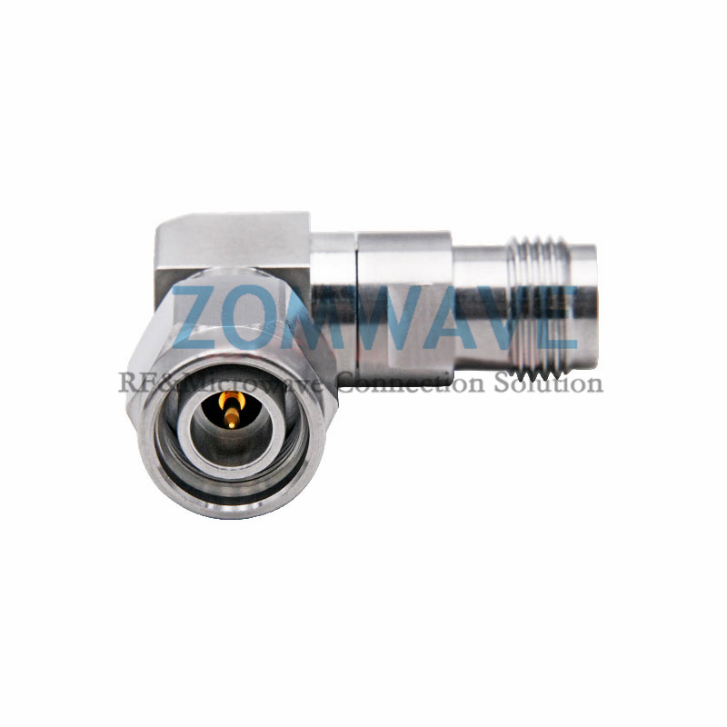 TNC Male to TNC Female Right Angle Stainless Steel Adapter, 18GHz