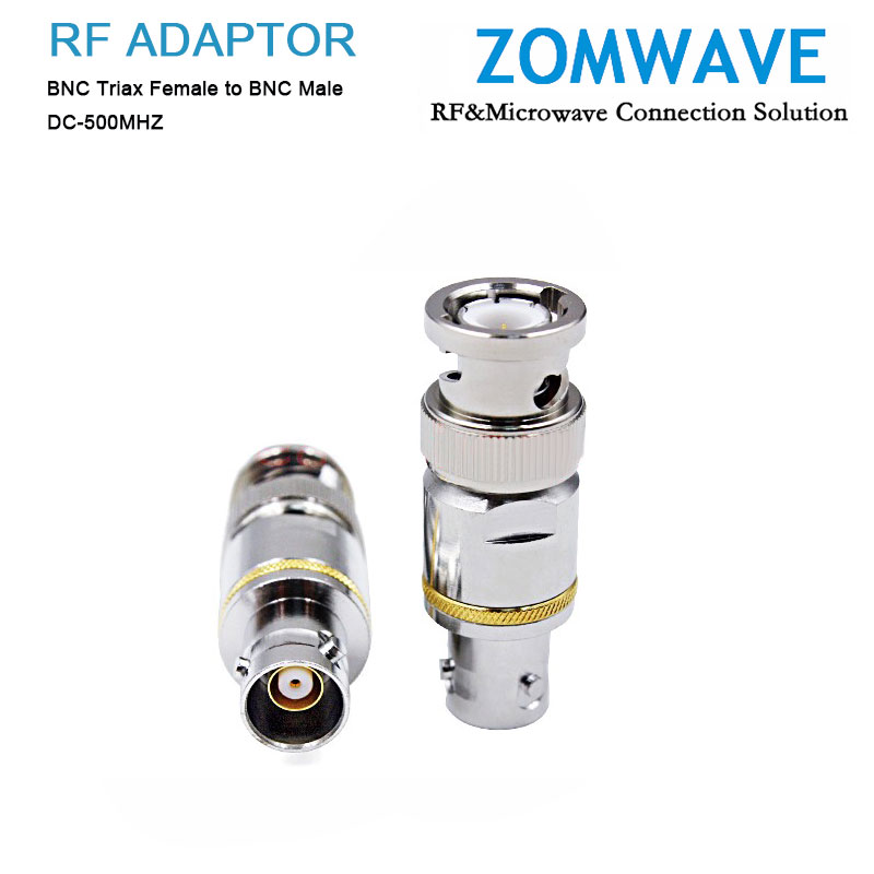 BNC Triax Female to BNC Male Adapter, 500MHz