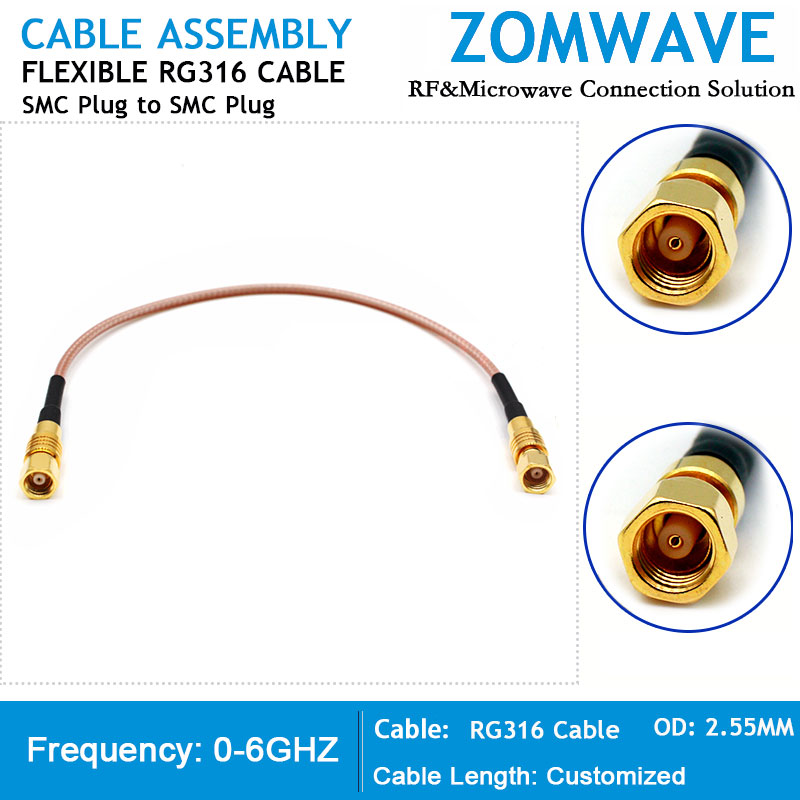 SMC Plug to SMC Plug, RG316 Cable, 6GHz