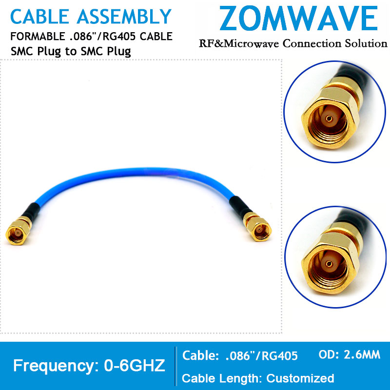 SMC Plug to SMC Plug, Formable .086''_RG405 Cable, 6GHz