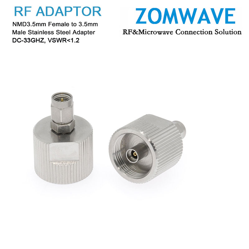 NMD3.5mm Female to 3.5mm Male Stainless Steel Adapter, 33GHz