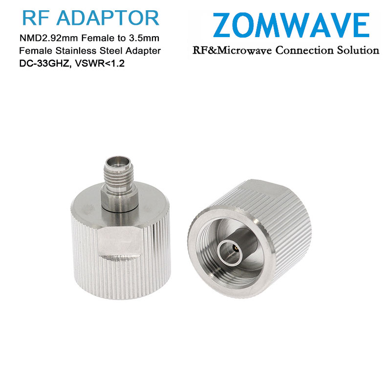 NMD2.92mm Female to 3.5mm Female Stainless Steel Adapter, 33GHz