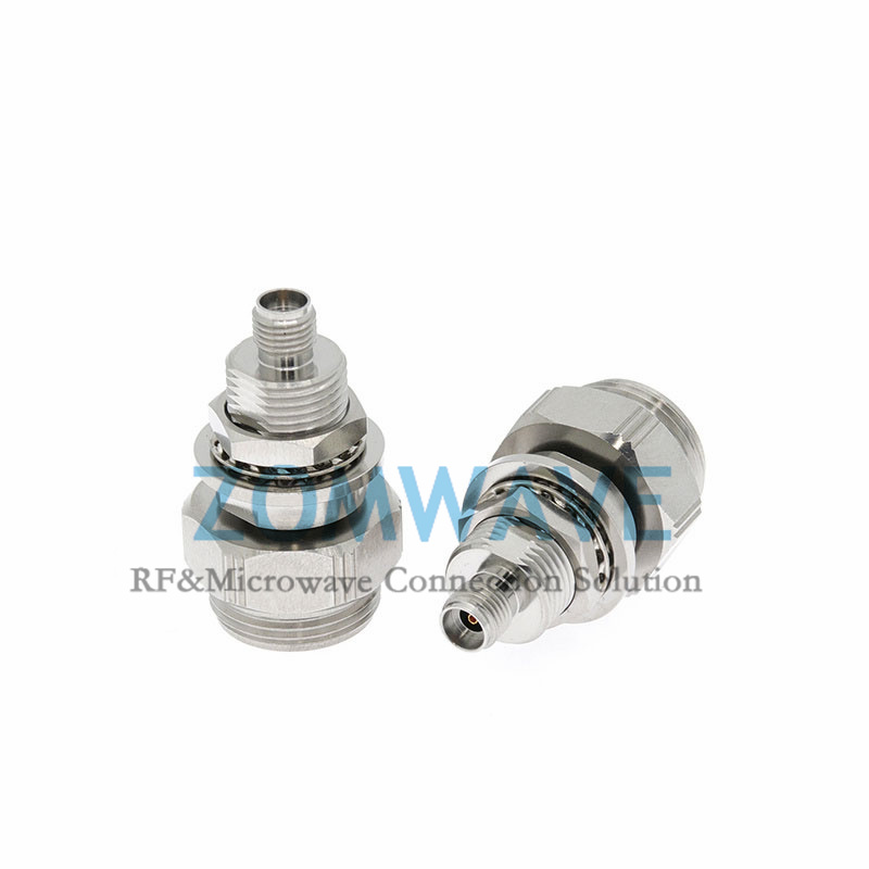 NMD2.92mm Male to 2.92mm Female Bulkhead Stainless Steel Adapter, 40GHz