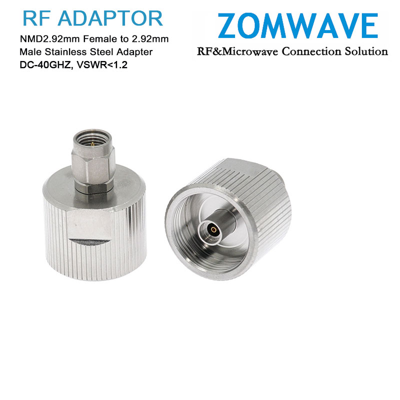 NMD2.92mm Female to 2.92mm Male Stainless Steel Adapter, 40GHz