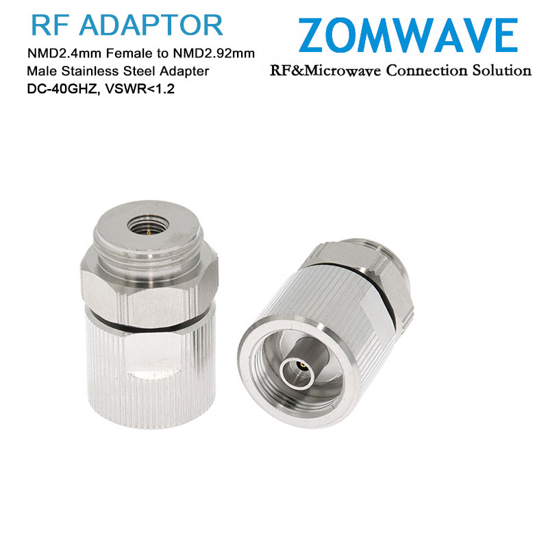 NMD2.4mm Female to NMD2.92mm Male Stainless Steel Adapter, 40GHz