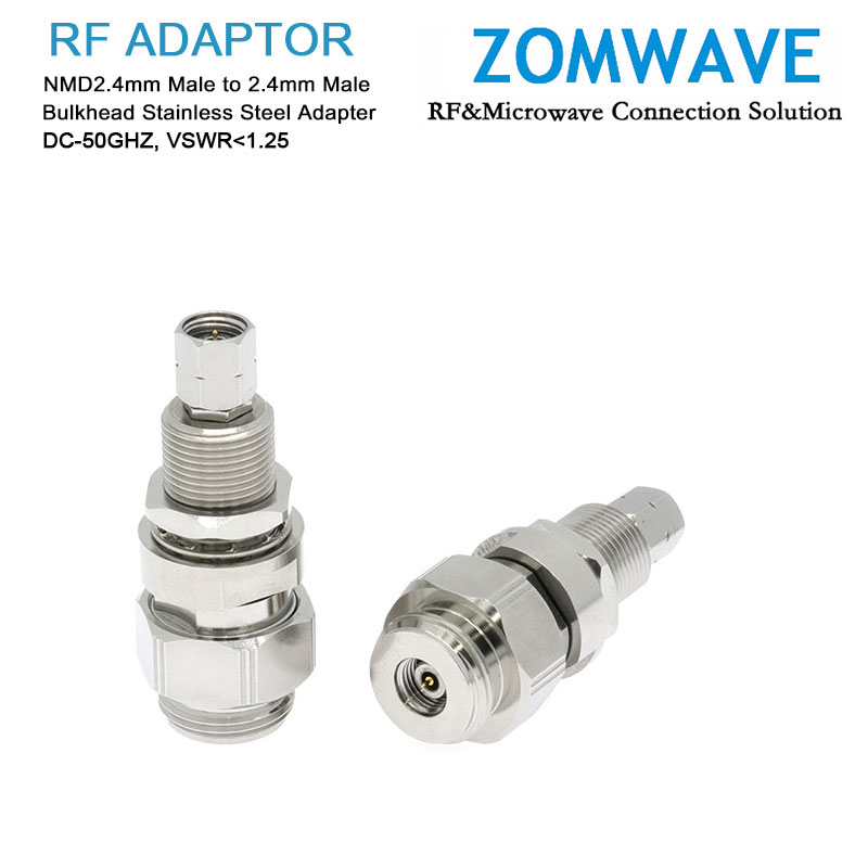 NMD2.4mm Male to 2.4mm Male Bulkhead Stainless Steel Adapter, 50GHz