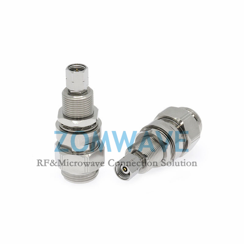 NMD2.4mm Male to 2.4mm Male Bulkhead Stainless Steel Adapter, 50GHz
