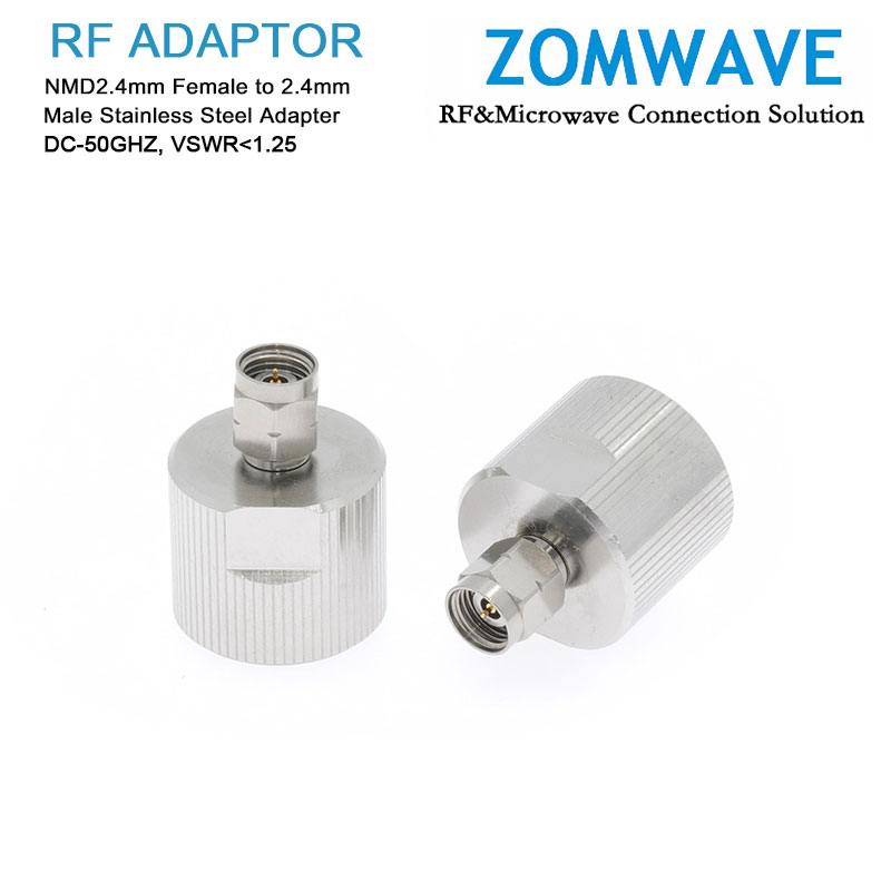 NMD2.4mm Female to 2.4mm Male Stainless Steel Adapter, 50GHz