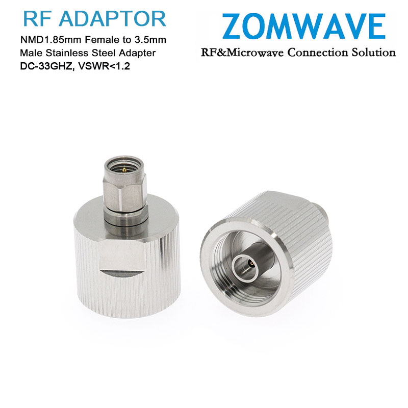 NMD1.85mm Female to 3.5mm Male Stainless Steel Adapter, 33GHz