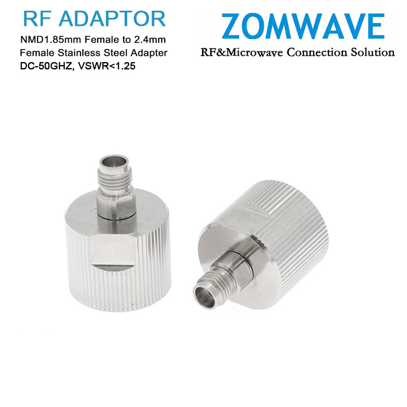 NMD1.85mm Female to 2.4mm Female Stainless Steel Adapter, 50GHz
