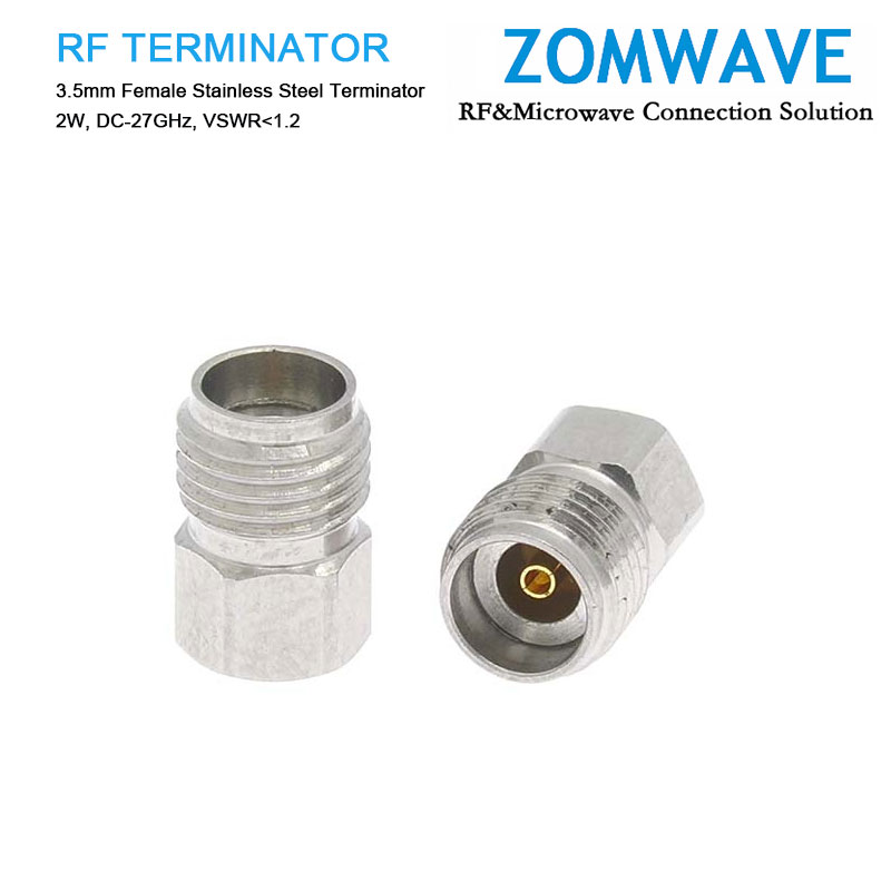 3.5mm Female Stainless Steel Terminator, 2W, 27GHz