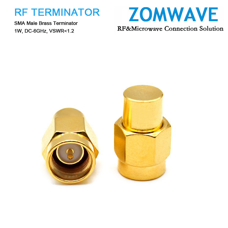 SMA Male Brass Terminator, 1W, 6GHz