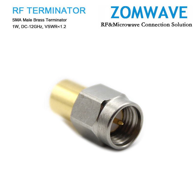 SMA Male Brass Terminator, 1W, 12GHz