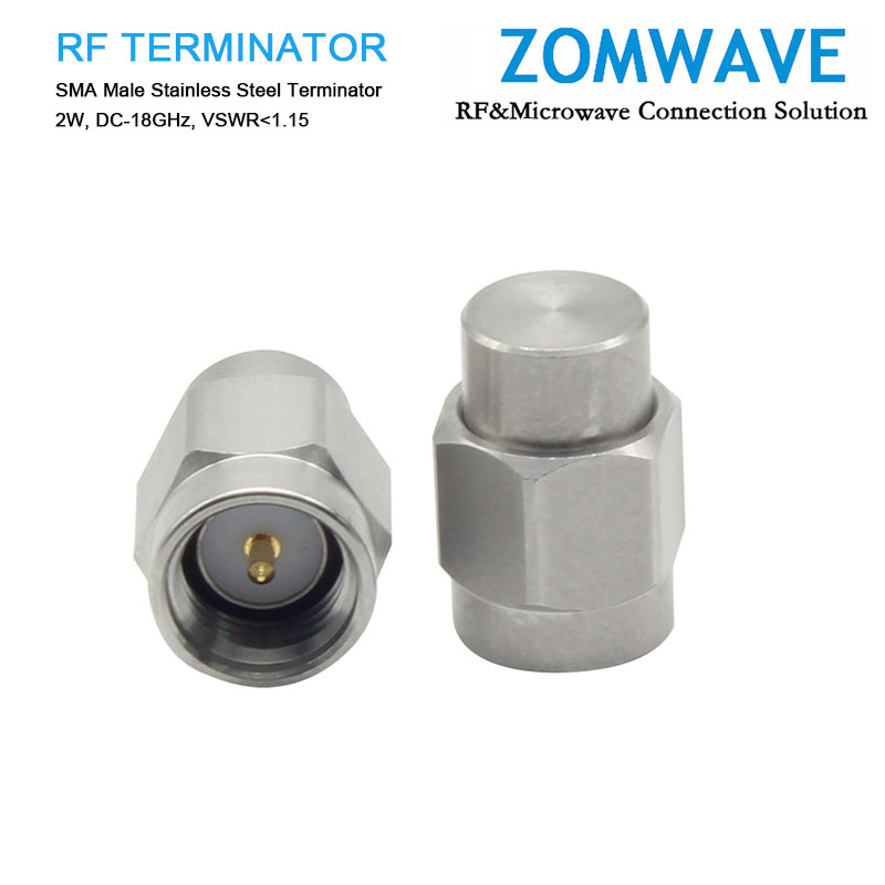 SMA Male Stainless Steel Terminator, 2W, 18GHz